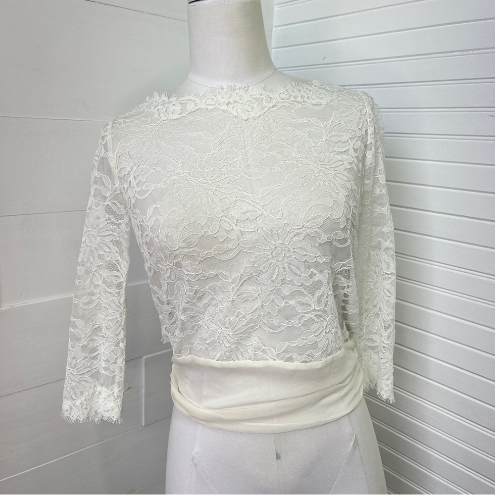 Amy Kuschel Lace Silk Waist Tie Wedding Top